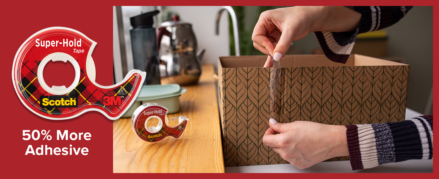 Scotch Super-Hold Tape has 50% More Adhesive