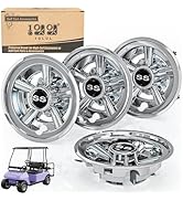 10L0L Golf Cart SS Wheel Covers Hub Caps for EZGO, Club Car, Yamaha - 8 Inch Snap-on Installation...