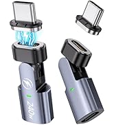 USB C Magnetic Adapter (2Pack), 240W Right Angle USBC Male to USB C Female Adapters, 180 Degree T...