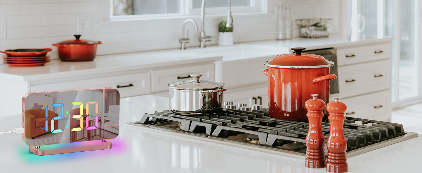 Projection Alarm Clock,LED Mirror Digital Clocks Large Display,with 180° Rotatable Projector