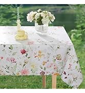 MATIRUG Spring Summer Tablecloths for Rectangle Tables 52x70 Inch, Washable Watercolor Wildflower...