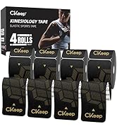 CKeep 4 Rolls Kinesiology Tape, Original Cotton Elastic Athletic Tape, 20 CT 10" Precut Strips Ea...