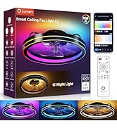 Lumary Smart Ceiling Fan Light with 2200K Nightlight, WiFi &amp; Bluetooth Low Profile Ceiling Fan wi...