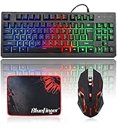 RGB 87 Keys Gaming Keyboard and Backlit Mouse Combo,BlueFinger USB Wired Rainbow Keyboard,Gaming ...