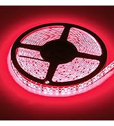 Red Waterproof 600 LEDs Strip Lights, SUPERNIGHT 12 Volt LED Light Strips 16.4FT LED Rope Lightin...