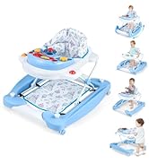 BABY JOY 6-in-1 Baby Walker, Foldable Baby Walker with Wheels, Adjustable Height, Music, Lights, ...