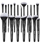 Bueart Design 19Pcs ULTRA SOFT Black labeled DENSE HAIR Makeup Brushes set Contains large powder ...