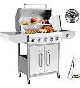 BESTFIRE 68,000 BTU 5+1 Burner Propane Grill - Stainless Steel BBQ with 647 sq in UPGRADED OIL-DR...