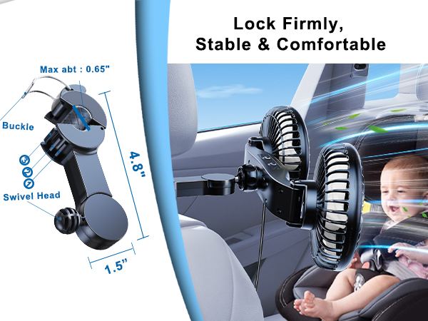 DICMKY Dual Head Car Cooling Fan for Back Seat