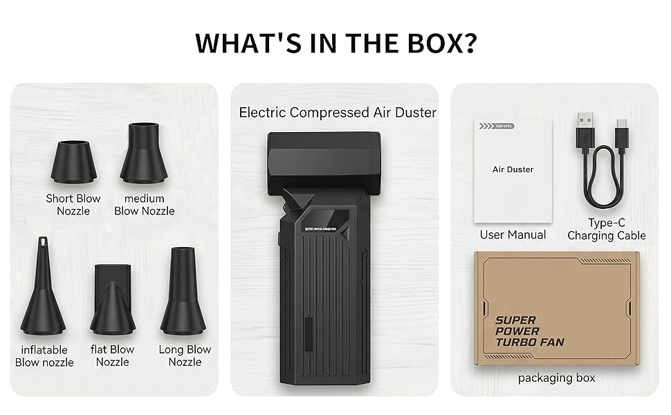 electric compressed air duster with nozzles