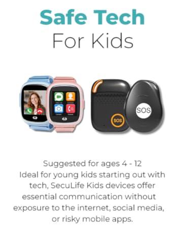 Seculife Tracking Device For Kids Ages 4-12, Child Tracher Kids Tracker SOS Smartwatch for kids