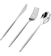 Rubtlamp 90Pcs Silver Plastic Silverware, Silver Plastic Utensils, Plastic Cutlery Include 30 Pla...