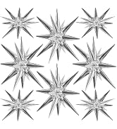 TONIFUL 8 Pcs Silver Star Foil Balloons Large Star Balloons Silver Explosion Star Mylar Balloons ...