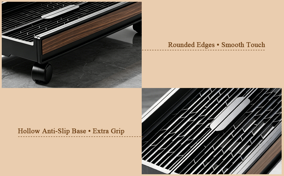 Rounded Edges • Smooth Touch Hollow Anti-Slip Base • Extra Grip