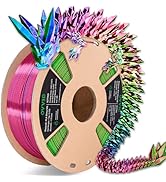 OVV3D Silk PLA Filament, 3D Printer Filament Tri-Colors Coextrusion PLA Filament 1.75mm, Rainbow ...