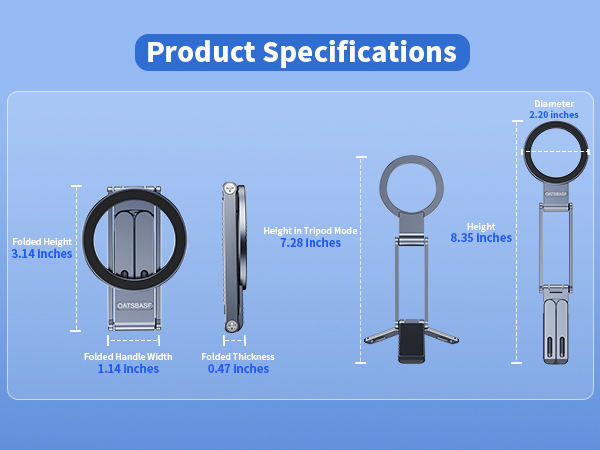 HIYJEN Magnetic Phone Tripod Stand