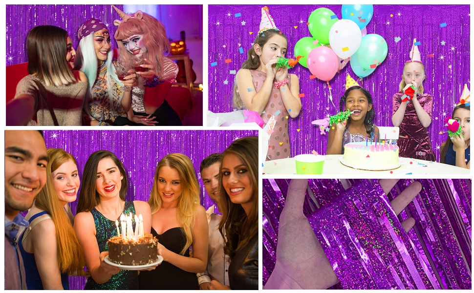 purple tinsel backdrop birthday party decorations tinsel curtain party streamers backdrop fringe
