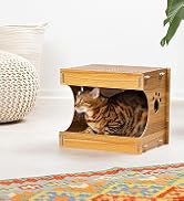 Navaris Cat Scratcher Hut - Indoor MDF Scratcher Scratching House Box for Cats Kittens - Scratch ...