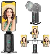 Auto Face Tracking Tripod, 360° Rotation Auto Tracking Phone Holder with Adjustable Sliding Port ...