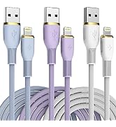 Aukelan Super Soft iPhone Charger 3Pack 6.6FT Tangle Free Lightning Cable Fast Charging iPhone Ch...