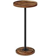 CHOEZON Drink Table, Small Round Side Table, Vintage Industrial Pedestal Cocktail Couch Sofa Part...
