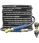 Heliwoo 3/8" Pressure Washer Hose 50 FT, Hot and Cold Water Power Washer Hose Max 248°F, Commerci...
