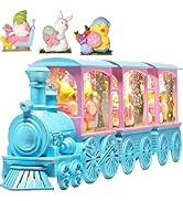 Gorrzai Easter Snow Globe Lighted Bunny Snow Globes with 6H Timer and Manual Glitter, Light Up Ea...