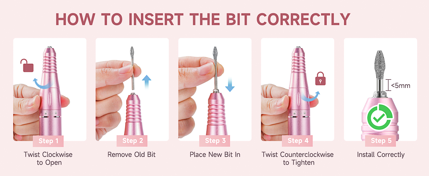 how to insert nail drill bit