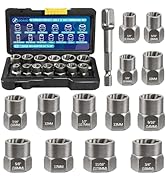 DOAHO 13+1 Piece Impact Bolt &amp; Nut Remover Set, Cr-Mo Rounded Bolt Remover, Stripped Bolt Extract...