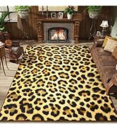 Amearea Premium Leopard Rugs for Living Room, 4x6 Cheetah Print Area Rug for Bedroom, Machine Was...