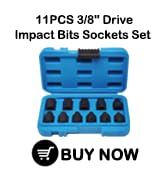 11PCS 3/8 Dr. 1/4 9/32 5/16 11/32 3/8 3/16 1/4 9/32 5/16 11/32 Drive Impact Bits Sockets Set Tapered