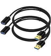 USB Extension Cable 2-Pack, USB 3.0 Extender Cord Male to Female Extension Cable for USB Flash Dr...