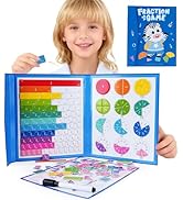 TINYLENS Magnetic Fraction Book with Magnetic Fraction Tiles &amp; Circles, STEM Magnetic Math Master...