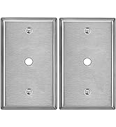 [2 Pack] BESTTEN 1-Gang 0.406” Hole Metal Wall Plate with White or Clear Plastic Film for Telepho...