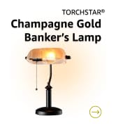 TORCHSTAR Pale Yellow Glass Bankers Desk Lamp with Pull Chain, E26 Base | Uniquely Textured Base,...