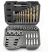 NORTOOLS 40Pcs CR-MO Screw &amp; Bolt Extractor Set with Left Hand Drill Bit, 2-in-1 Multi-Spline Lug...