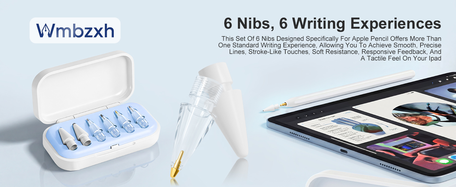 Replacement Tips for Apple Pencil Pro/USB C/2nd Gen/1st Gen Tips with Storage Box