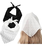 2 PCS Floral Hair Bandanas Trendy Head Kerchief Fashion Headscarf Headband Flower Mesh Hair Scarv...