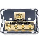 TOPSTRONGGEAR Copper 0/2/4 Gauge in 4/8/10 Gauge Out Power Distribution Block for Car Audio Split...