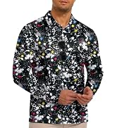 ZITY Mens Long Sleeve Golf Shirts Print Polo Shirts UPF 50+ Sun Shirts | UV Protection Shirts,3 B...
