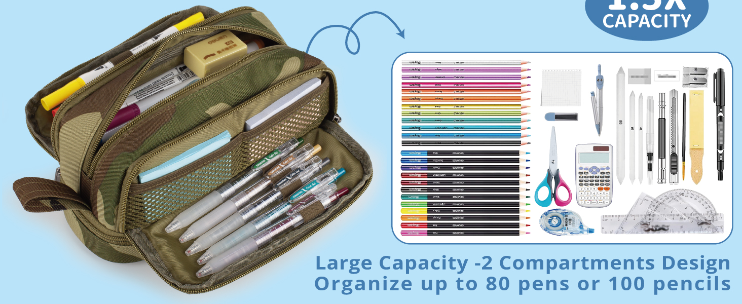 Large Capacity Pencil Case for Boys,Tool Bag for Middle School College Office Organizer for Kids