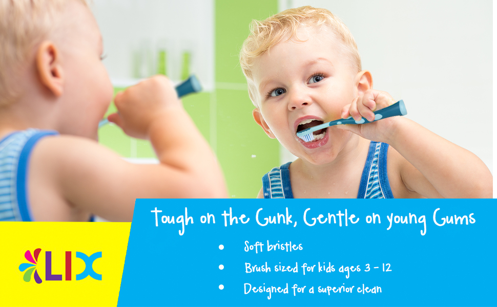 child using toothbrush for kids 8-12 that is just the right size