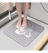 Tchdio Shower-Mat, Non Slip Machine Washable Bathtub Mat with Strong Secure Suction Cups and Drai...