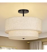 16''Semi Flush Mount Ceiling Light Fixture, Modern Close to Ceiling Light, 3-Light Farmhouse Drum...