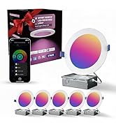 Oizuon LED Recessed Lighting 6 Inch – 96 LED 5CCT 2700K–6500K Canless Wafer Downlight 16M Colors,...