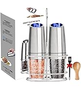 MEHIDFY Gravity Electric Salt and Pepper Grinder Set, Salt and Pepper Grinder Battery Operated, A...