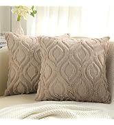 decorUhome Decorative Throw Pillow Covers 18x18, Soft Plush Faux Wool Couch Pillow Covers for Hom...