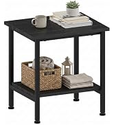 Outdoor Side Table Black, 2-Tier Storage Small Patio Table for Garden | Outdoor End Table, Low Ma...