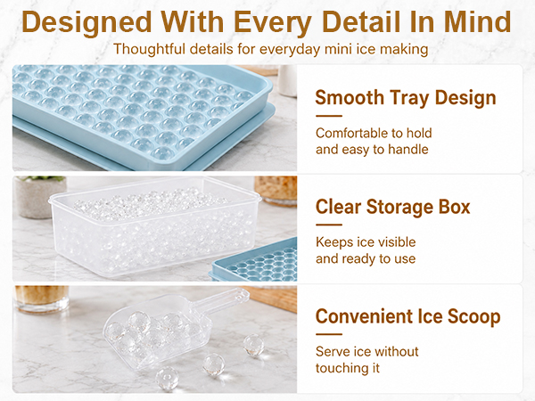 Mini Ice Cube Trays for Freezer with Lid