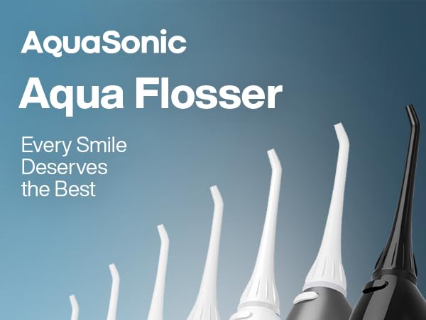 Aquasonic Aqua Flosser - Professional Rechargeable Water Flosser with 4 Tips - Oral Irrigator 